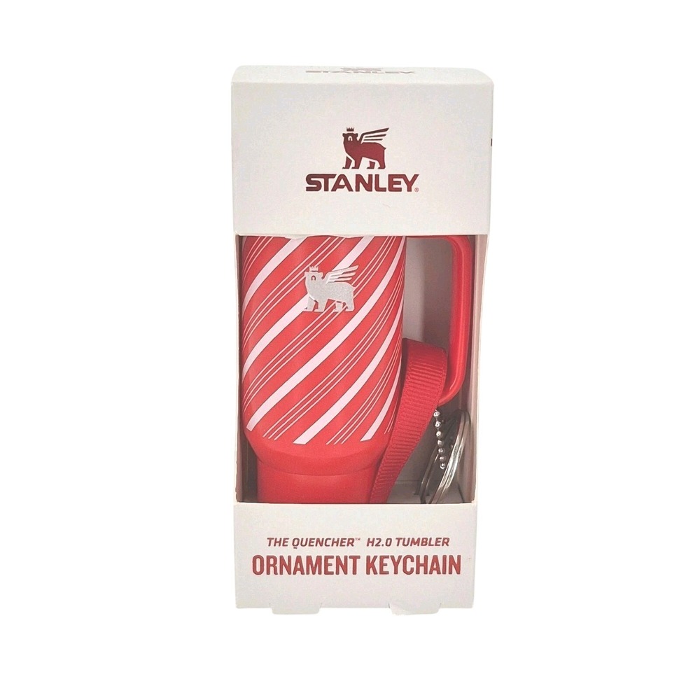 Stanley Tumbler Keychain Ornament Candy Cane Twist Red Quencher H2.0 4.5"